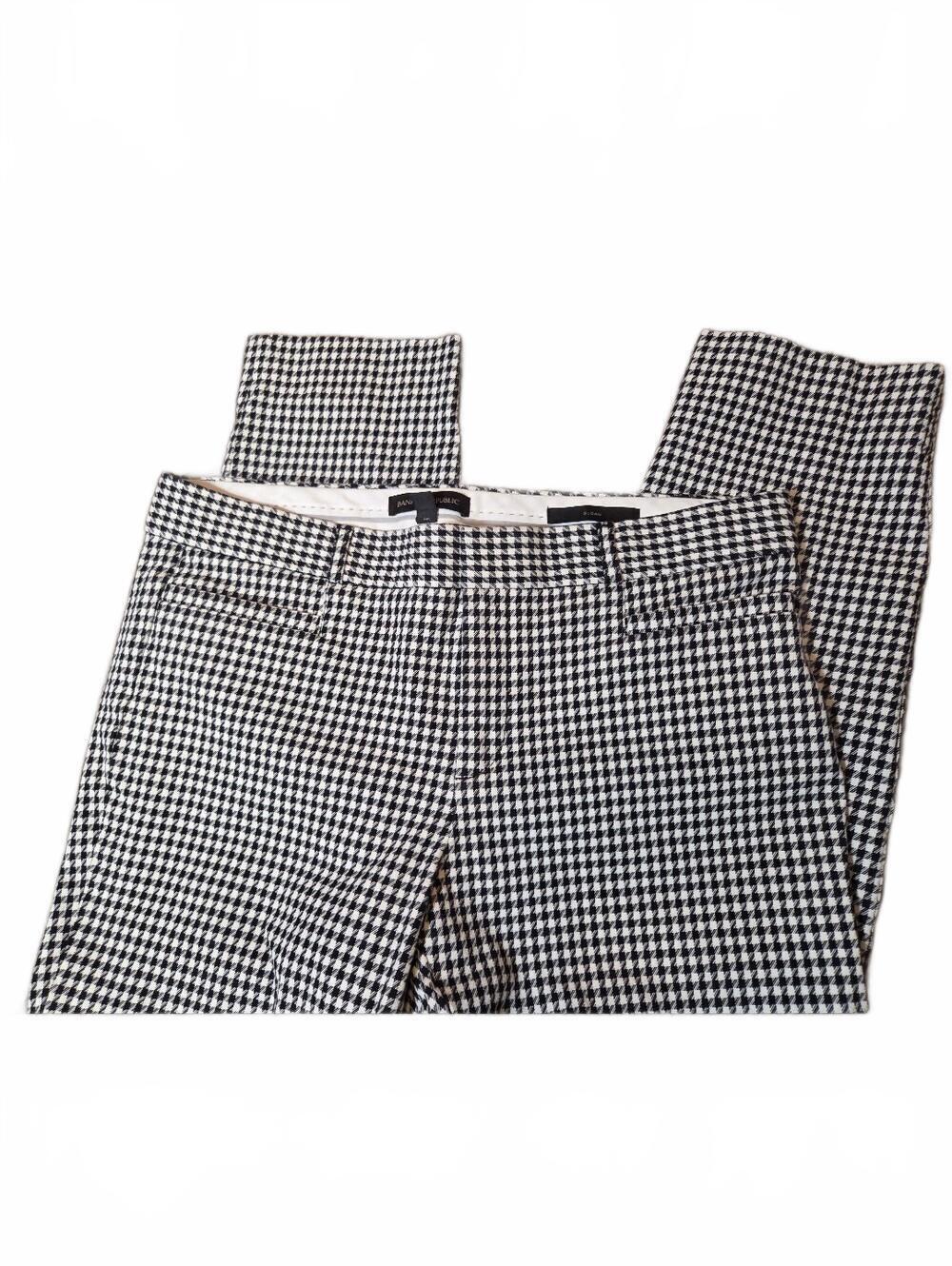 Banana Republic Sloan Houndstooth Ankle Pants Size 10 Black White Slim Fit - Picture 7 of 11